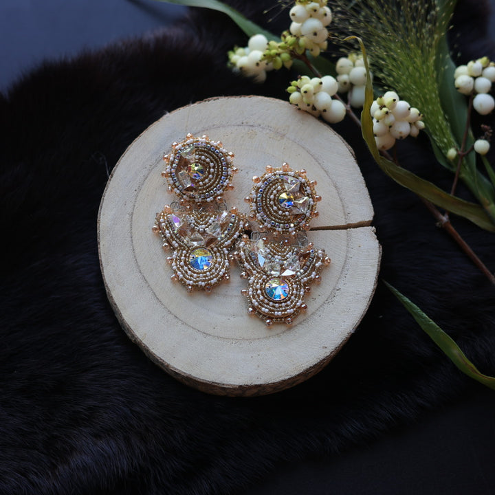 Ironstar Co. Geo Crystal Stud Beaded Earrings