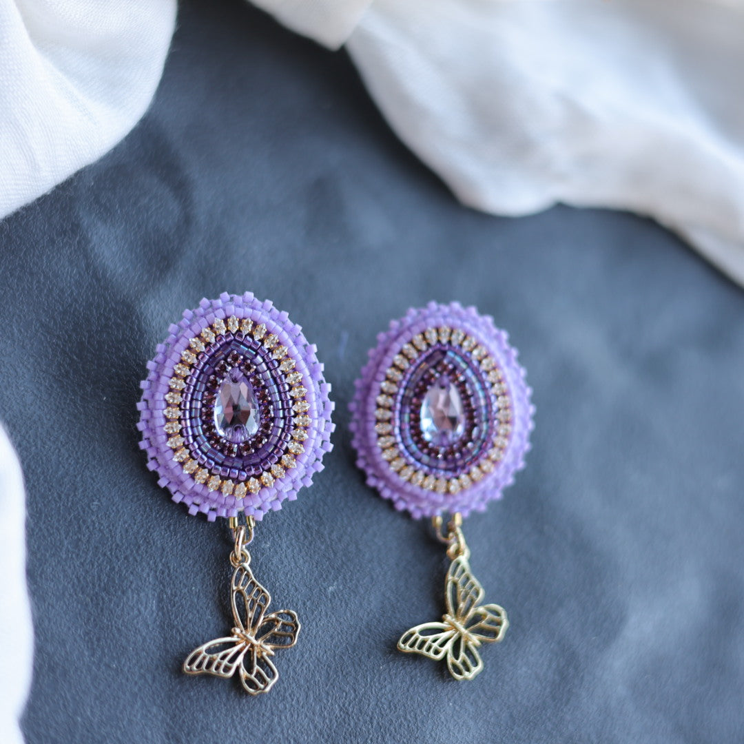 Beth Rose Designs Purple & Gold Butterfly Earrings