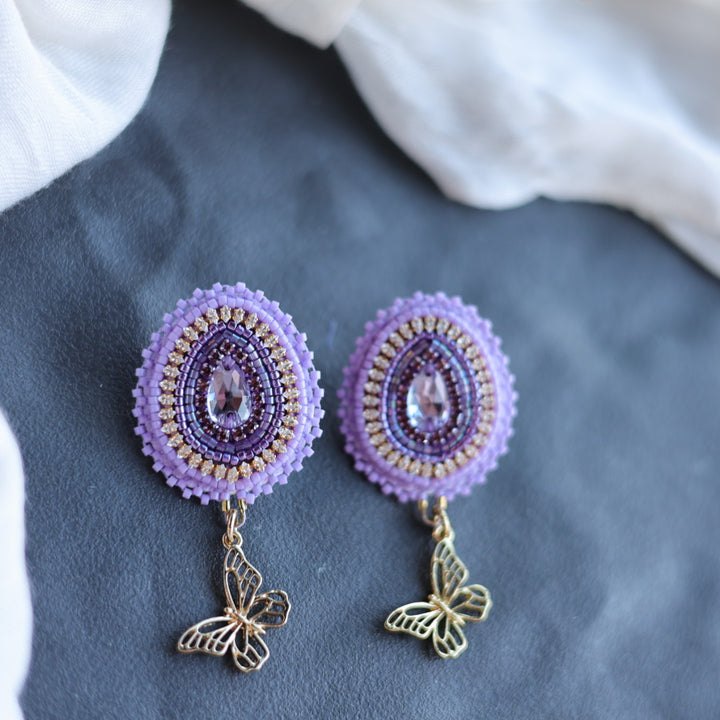 Beth Rose Designs Purple & Gold Butterfly Earrings