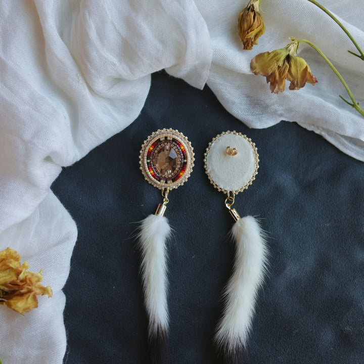 Beth Rose Designs Beaded Round & Ermine Tail Earrings
