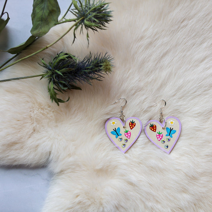 Kristina Cardinal Painted Heart Earrings