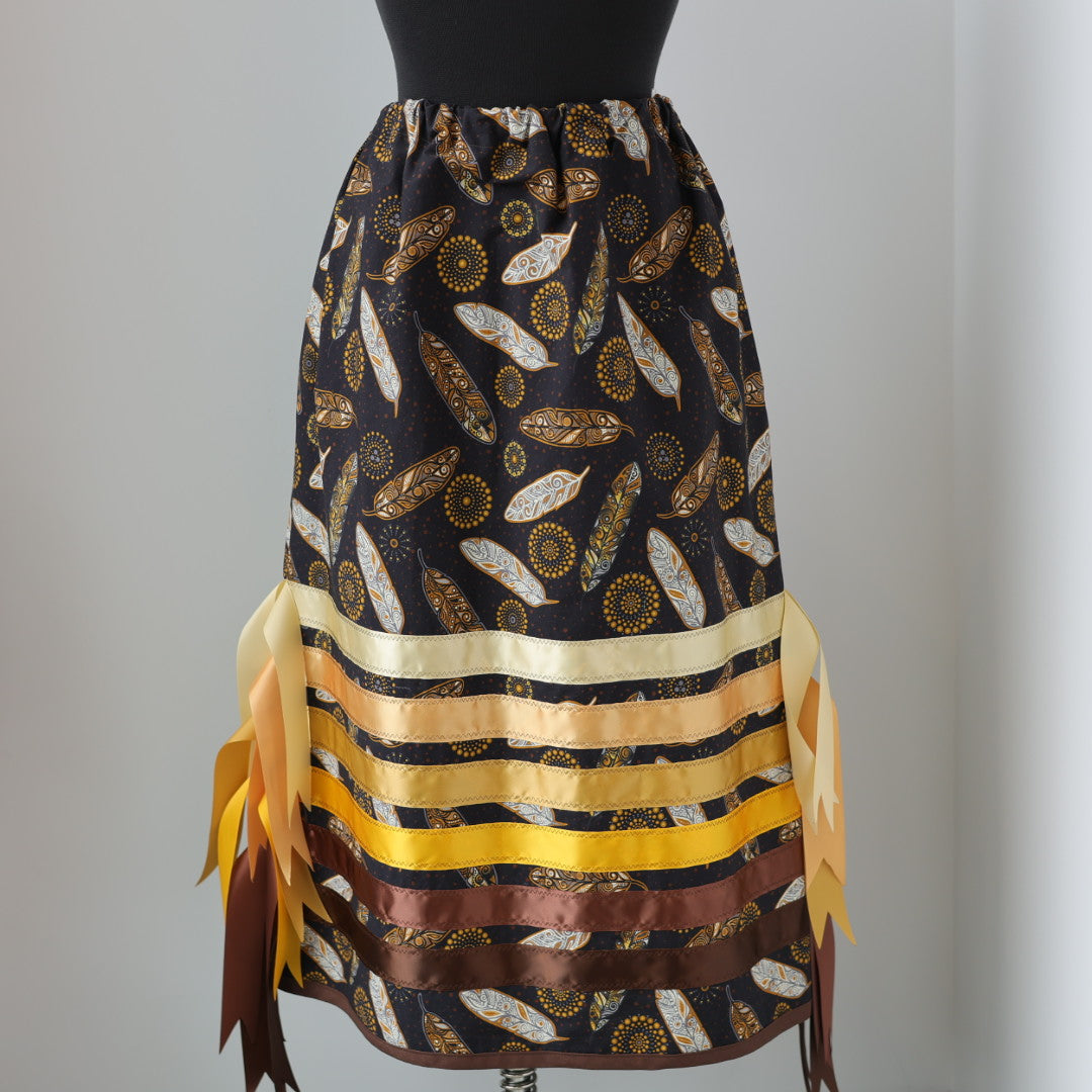 Vi's CREE-ations Gold Feather Ribbon Skirt