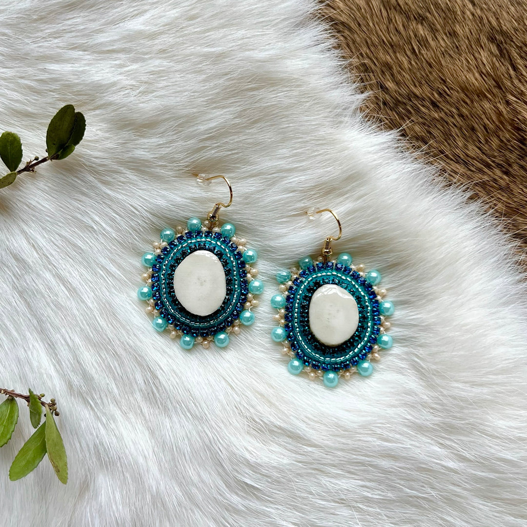 Mercedes G. Dainty Blue Antler Earrings
