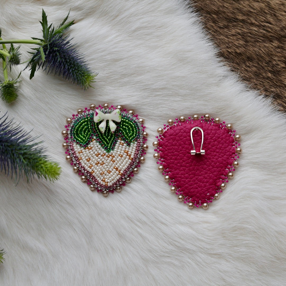 Mercedes G. Cream Strawberry Charm Beaded Earrings