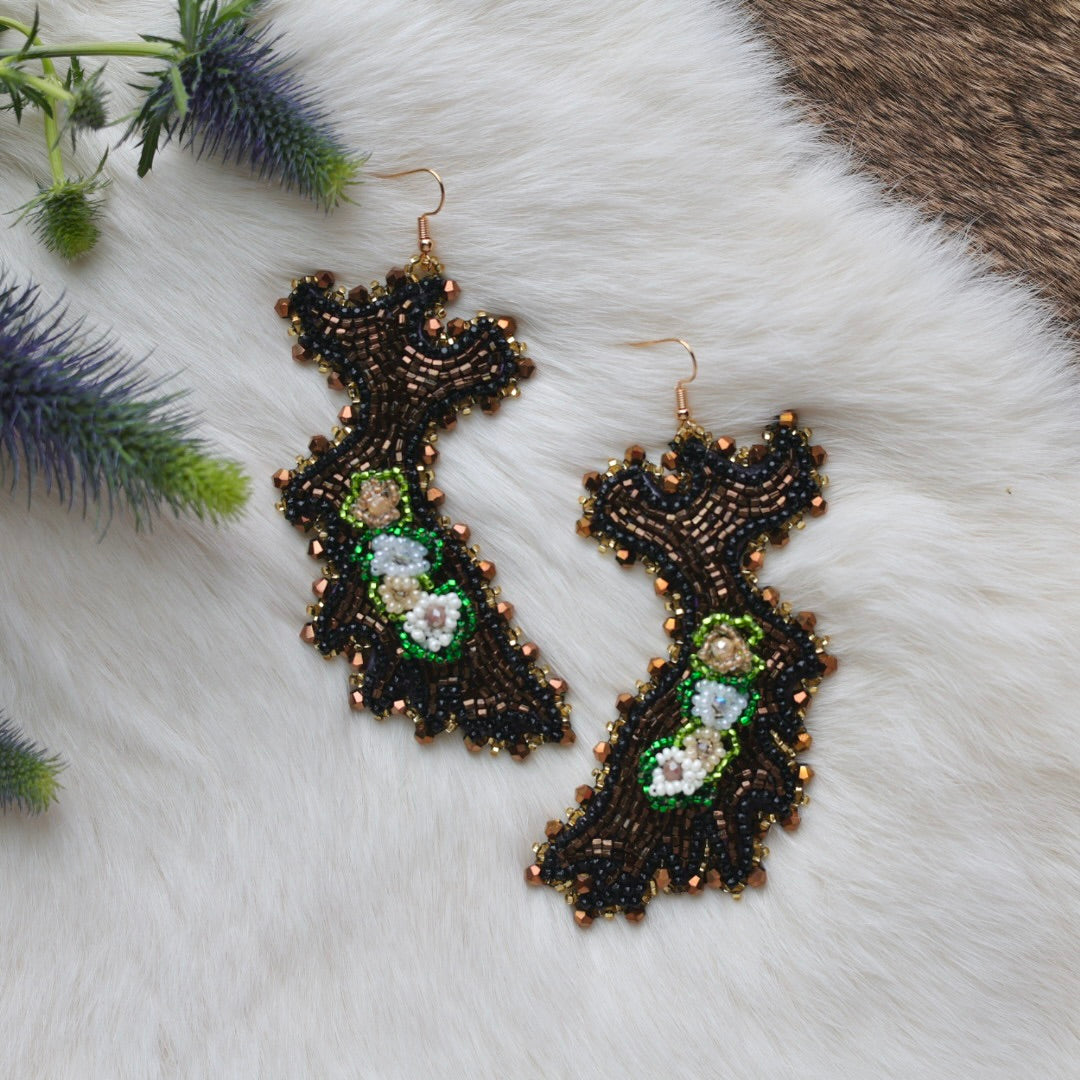 Mercedes G. Floral Moose Antler Beaded Earrings