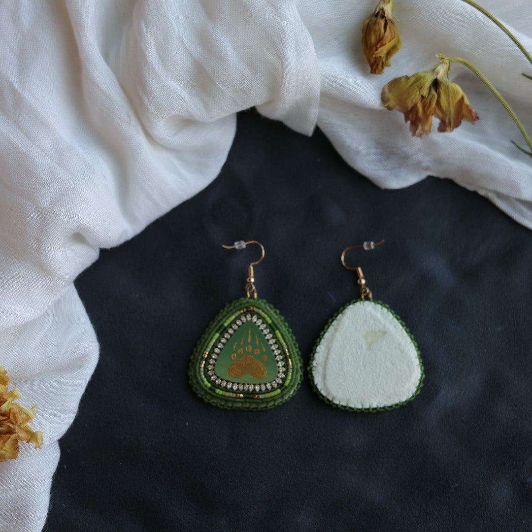 Beth Rose Designs Green & Gold Bearpaw Earrings