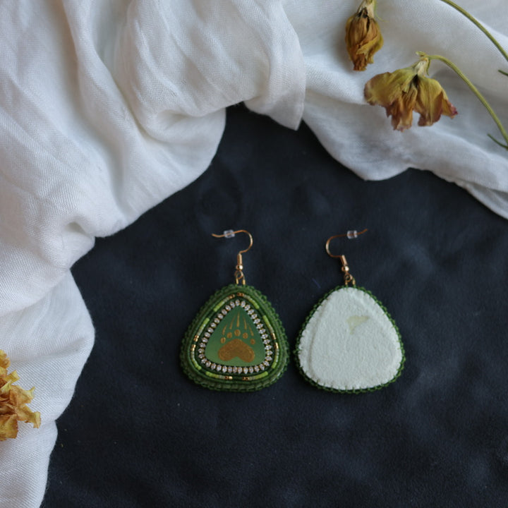 Beth Rose Designs Green & Gold Bearpaw Earrings