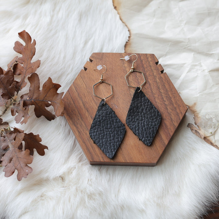 1885 Leather Co. Hexagon Drop Earrings