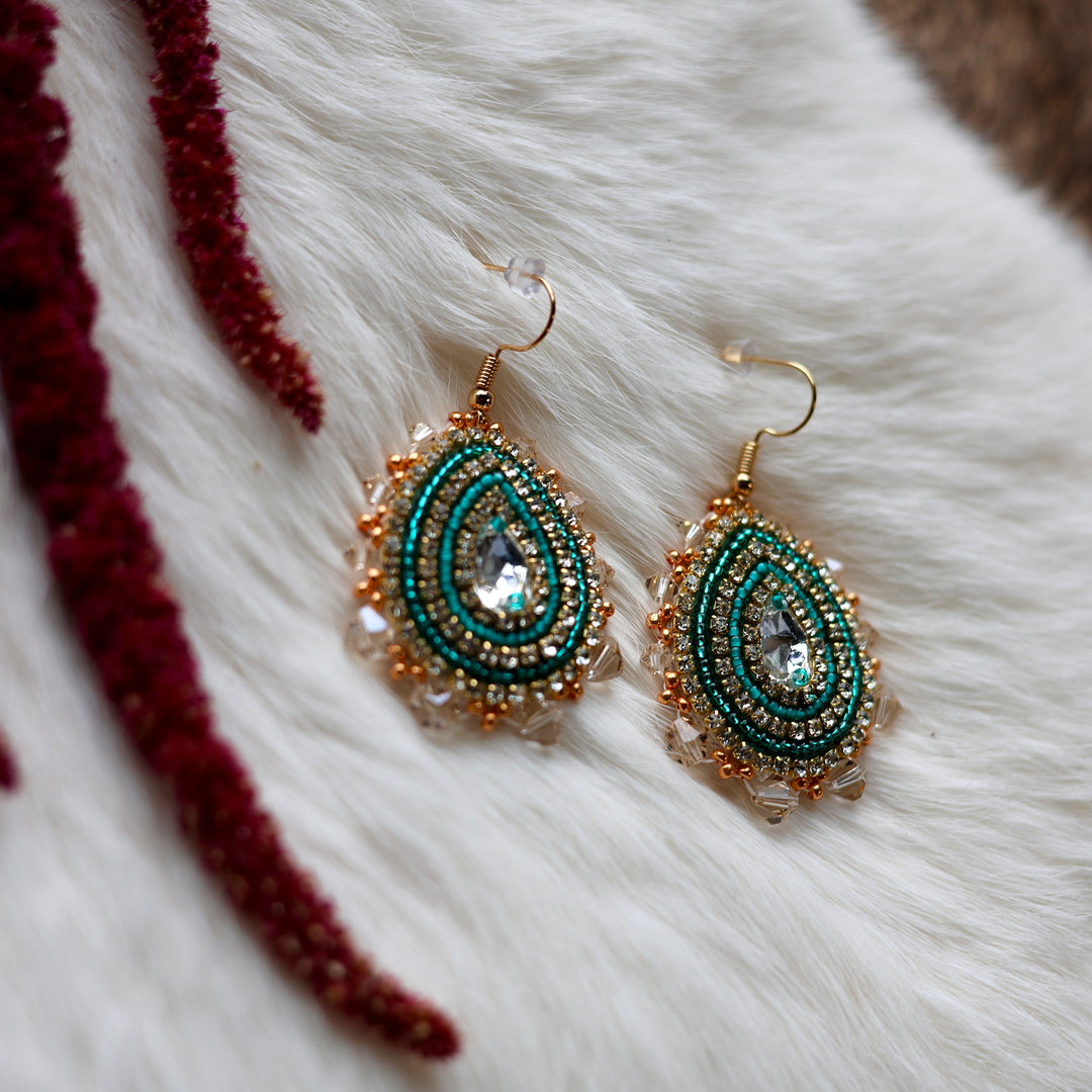 Mercedes G. Teal Teardrop Gem Earrings