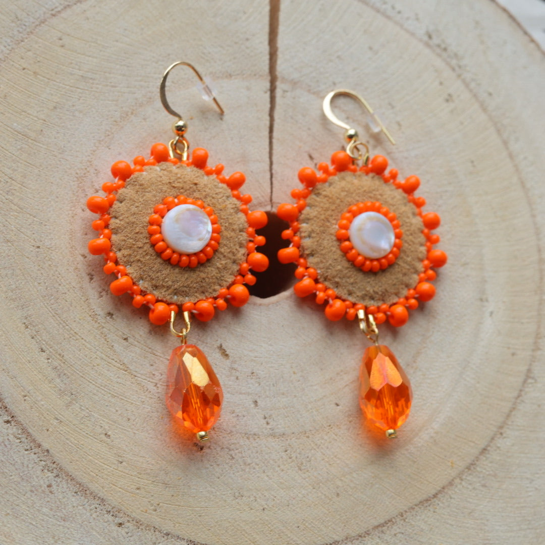 Windy North Designs Beaded Shell Drop Earrings