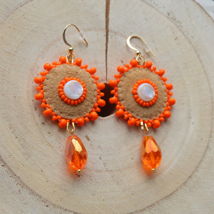 Windy North Designs Beaded Shell Drop Earrings