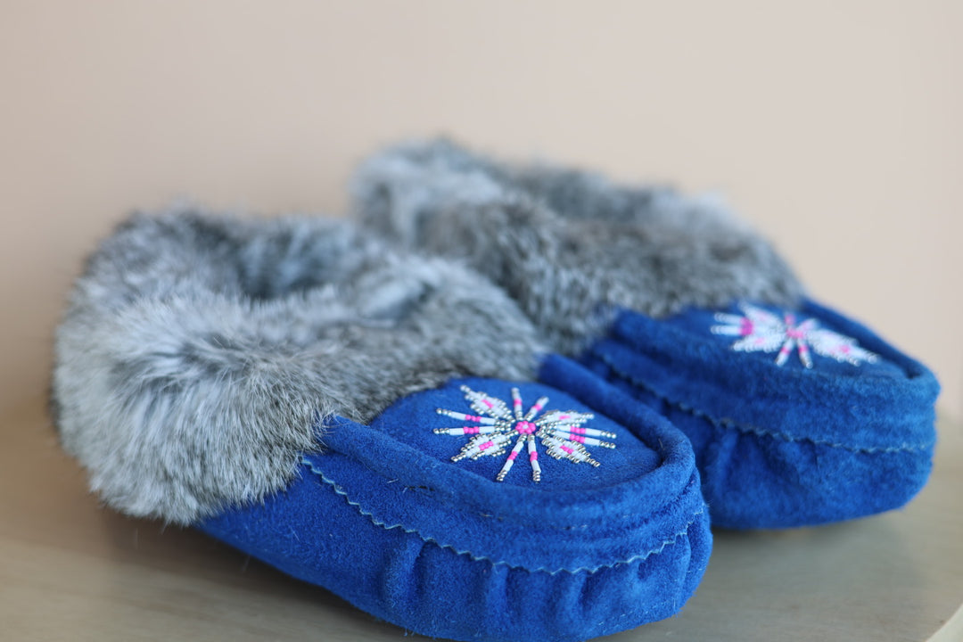 Ironstar Co. Cobalt Blue Moccasins With Snowflake