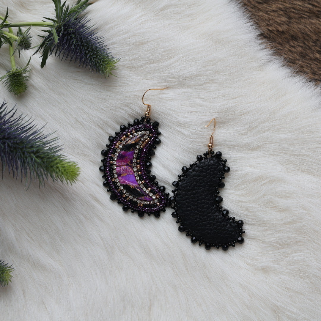 Mercedes G. Clay Cab Crescent Moon Beaded Earrings