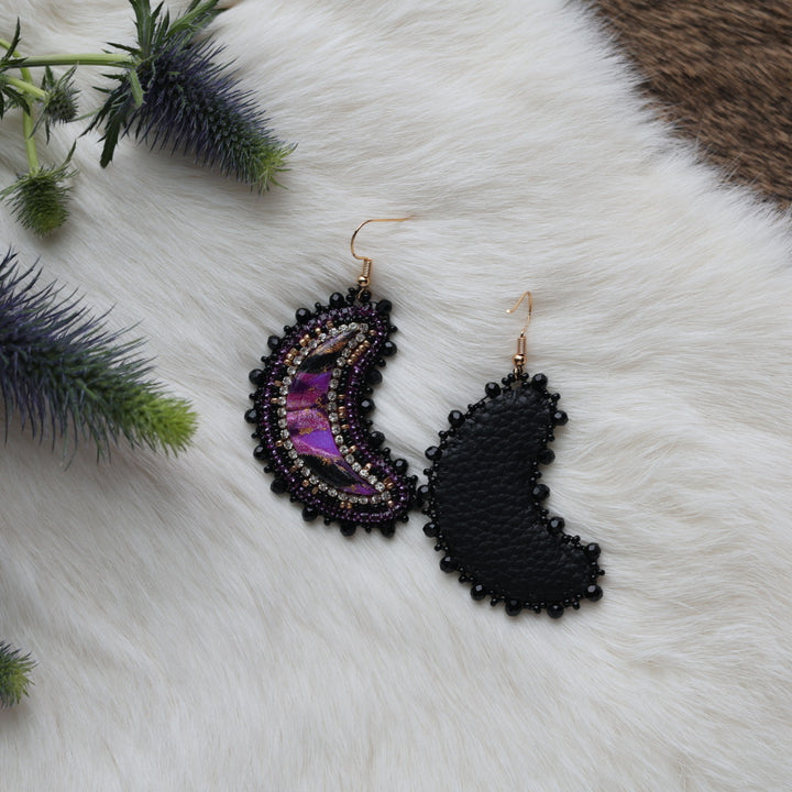Mercedes G. Clay Cab Crescent Moon Beaded Earrings