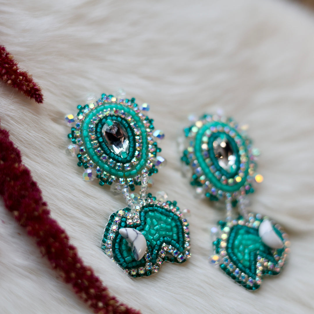 Mercedes G. Tiered Mini Bison Beaded Earrings