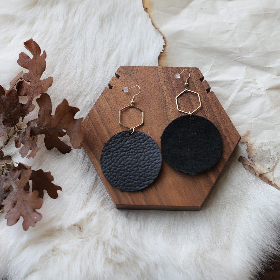 1885 Leather Co. Hexagon Drop Earrings