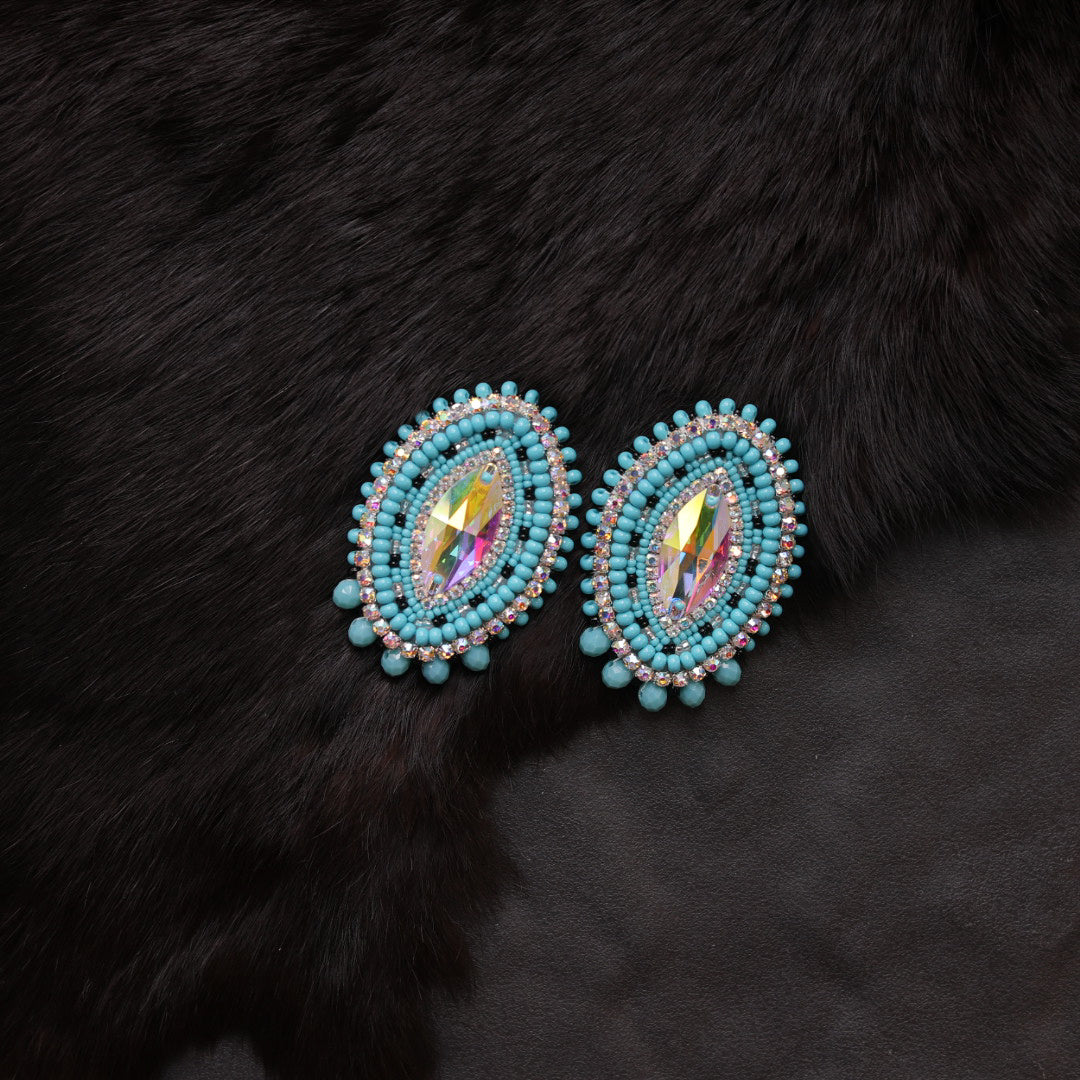 Helen O. Beaded Horse Eye Earrings