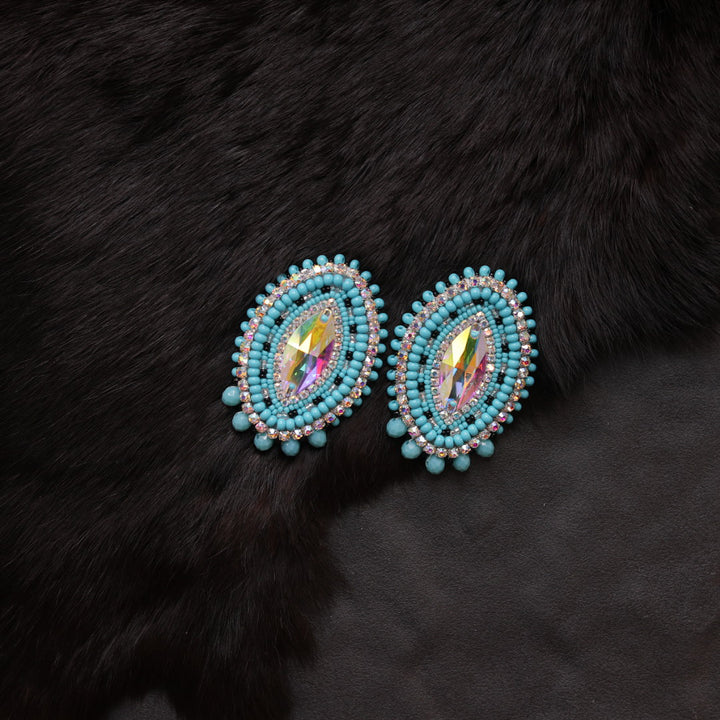 Helen O. Beaded Horse Eye Earrings