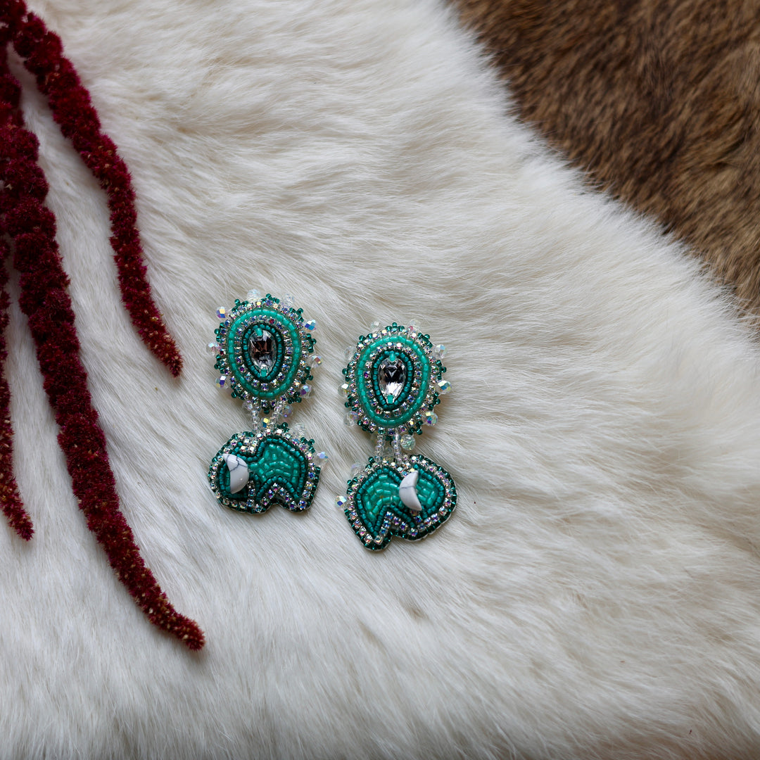 Mercedes G. Tiered Mini Bison Beaded Earrings
