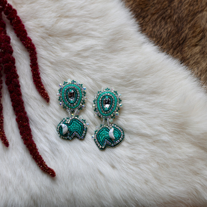 Mercedes G. Tiered Mini Bison Beaded Earrings
