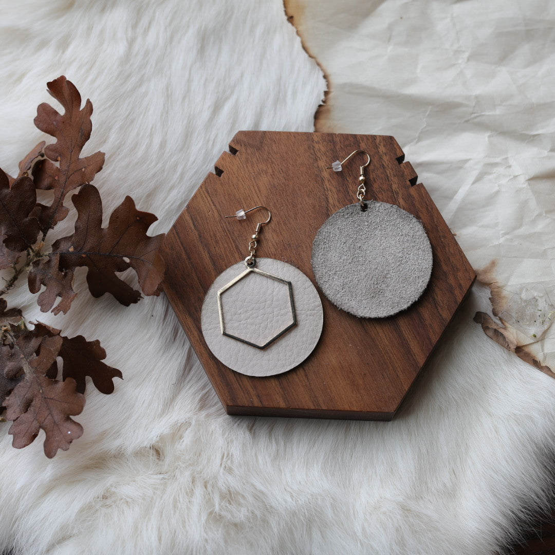 1885 Leather Co. Round Leather Drop Earrings