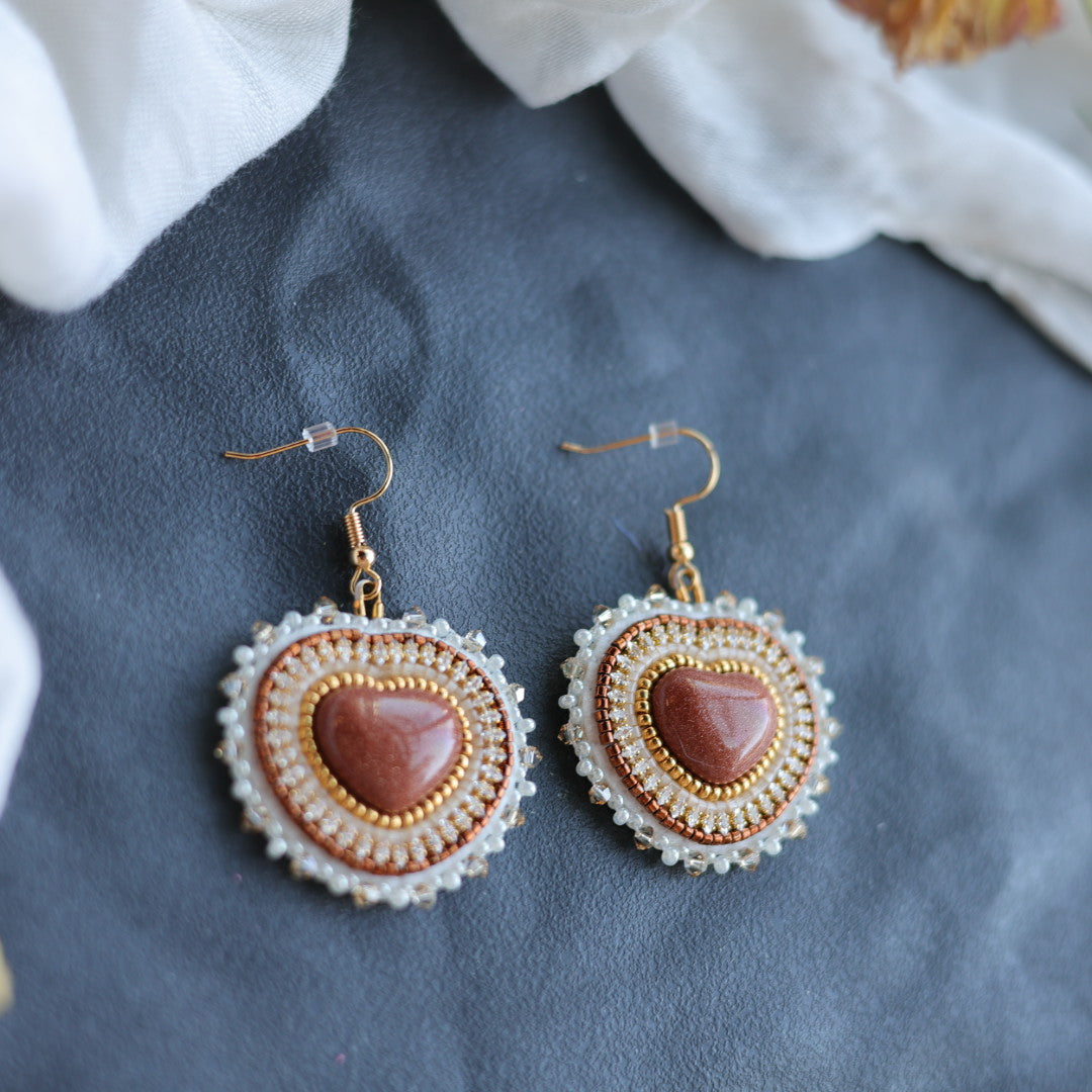 Beth Rose Designs Goldstone Heart Necklace & Earring Set