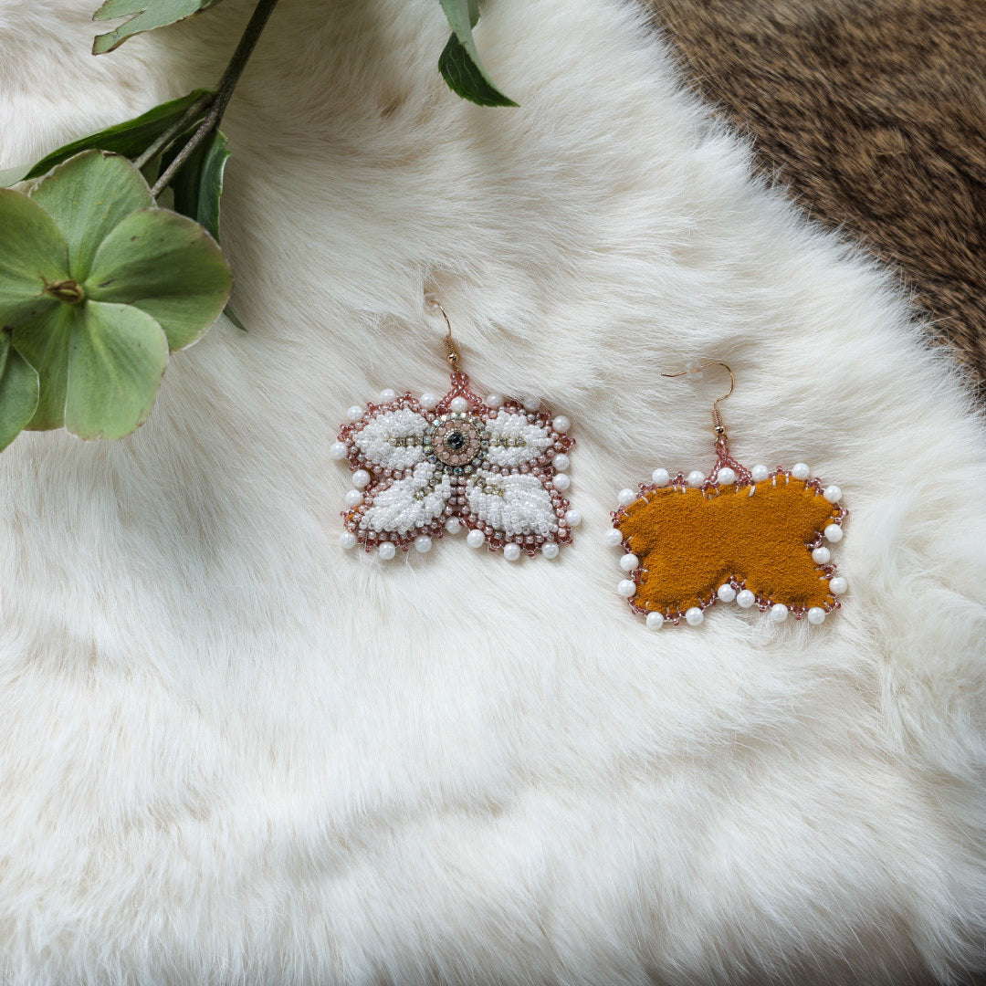 Mercedes G. Rose Gold Raised Half Floral Earrings Small