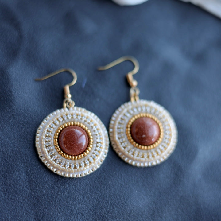 Beth Rose Designs Round Goldstone Drop Earrings