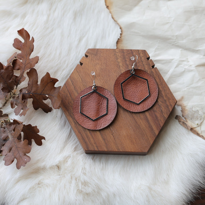 1885 Leather Co. Round Leather Drop Earrings