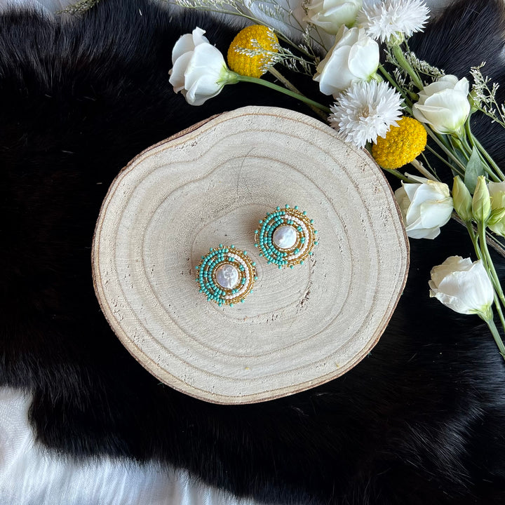 Ironstar Co. Petite Mother of Pearl Beaded Earrings