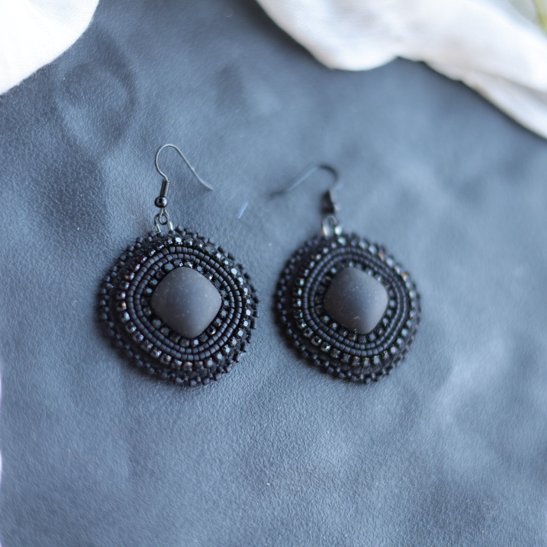 Beth Rose Designs Matte Black Drop Earrings