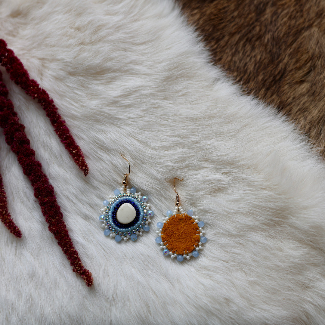 Mercedes G. Petite Blue Antler Earrings