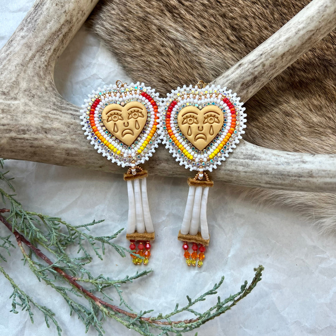 Keegan W. Clay Heart Cab Earrings