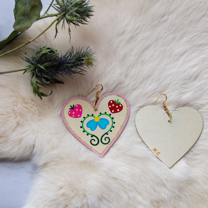 Kristina Cardinal Painted Heart Earrings