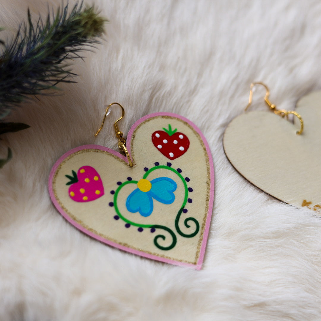 Kristina Cardinal Painted Heart Earrings