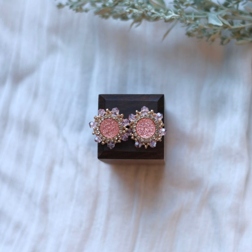 Prairie Beads Petite Pink Beaded Studs