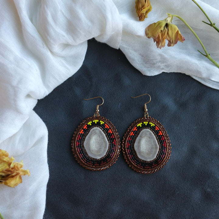 Beth Rose Designs Bronze Fire & Antler Beaded Earrings