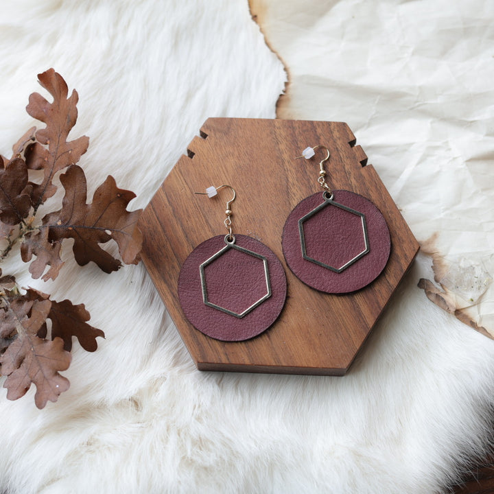 1885 Leather Co. Round Leather Drop Earrings