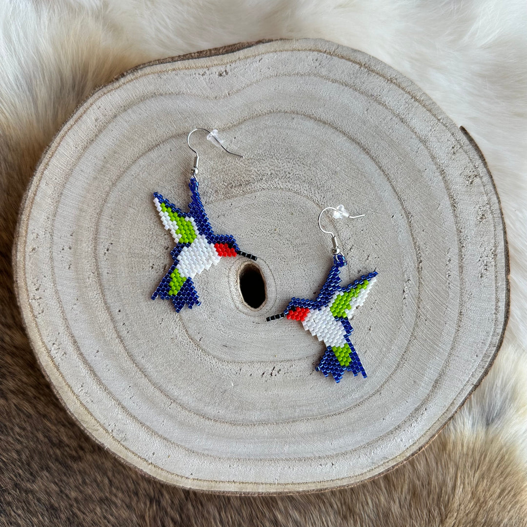 Janet B. Beaded Hummingbird Earrings