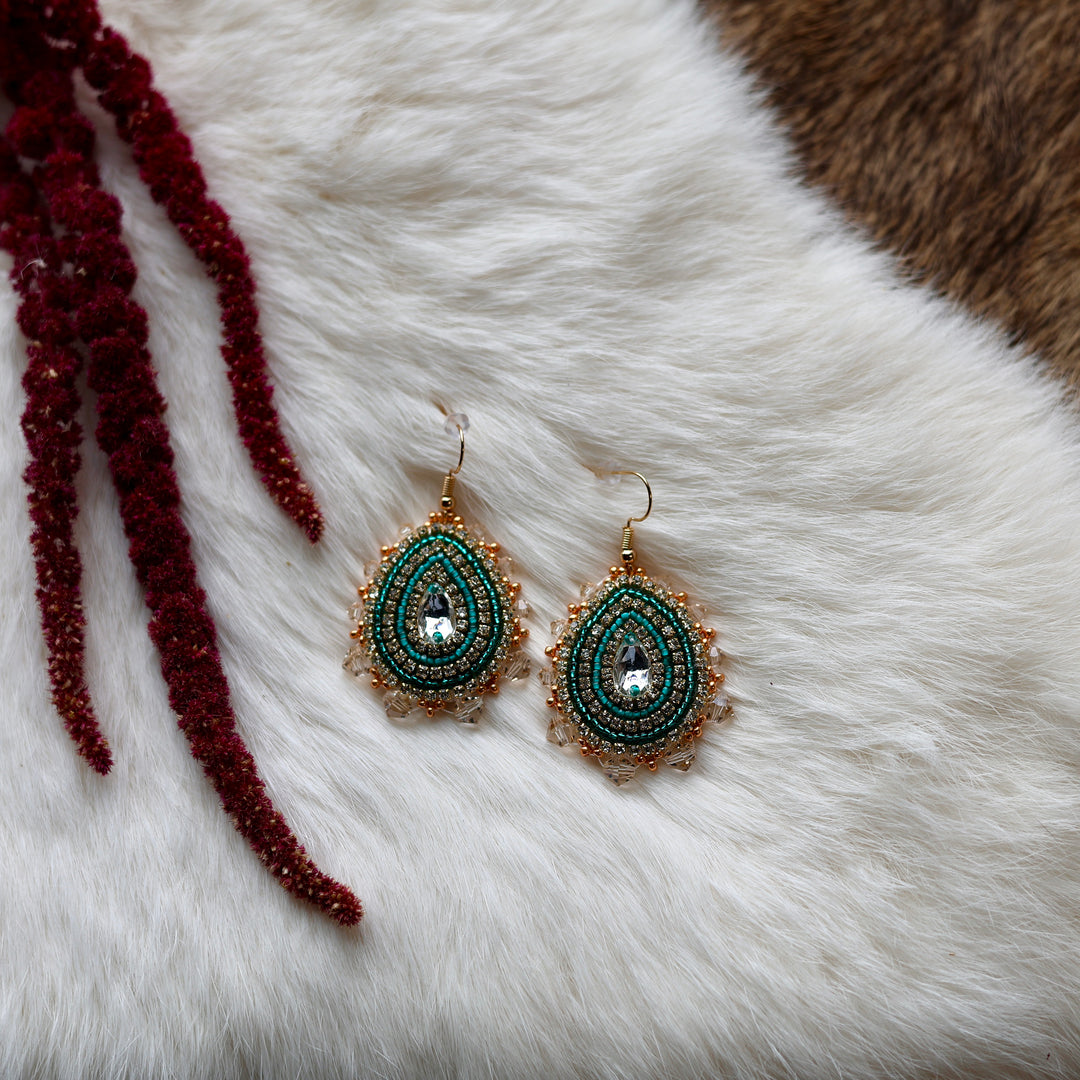 Mercedes G. Teal Teardrop Gem Earrings