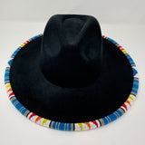 Shelley M Large Black Beaded Brim Hat