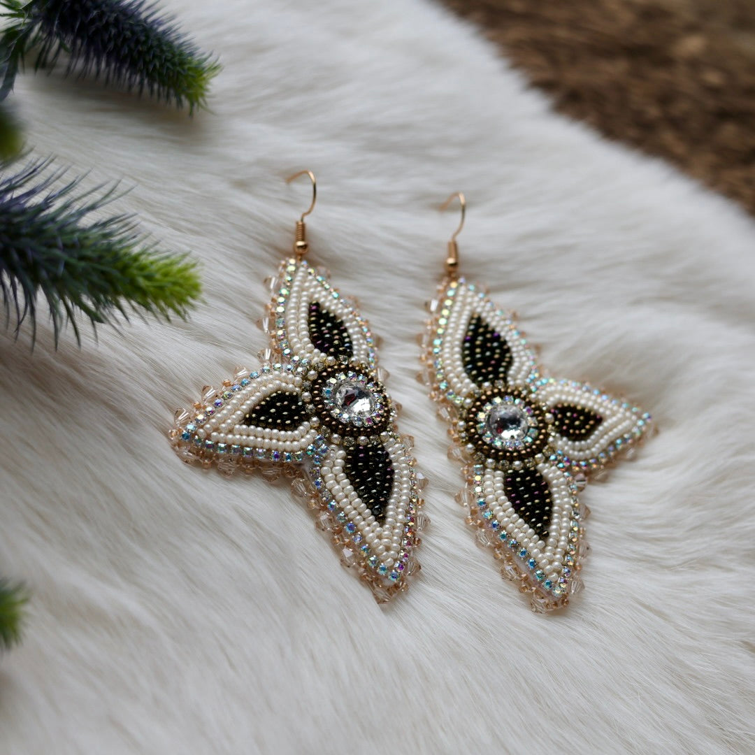 Mercedes G. Moody Neutral Half Floral Earrings