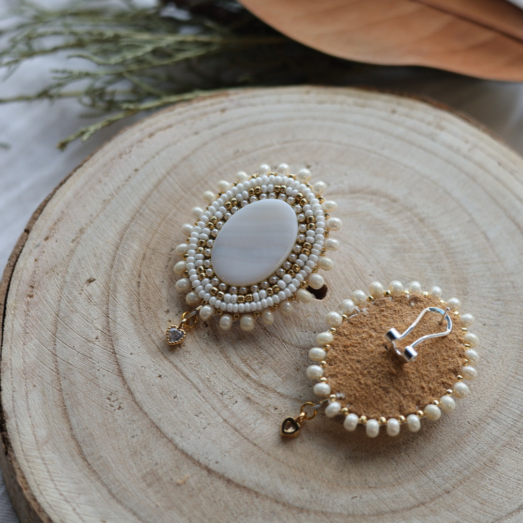 Boreal Forest Beads Mother Of Pearl Earrings