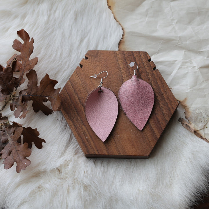 1885 Leather Co. Pink Leather Petal Earrings
