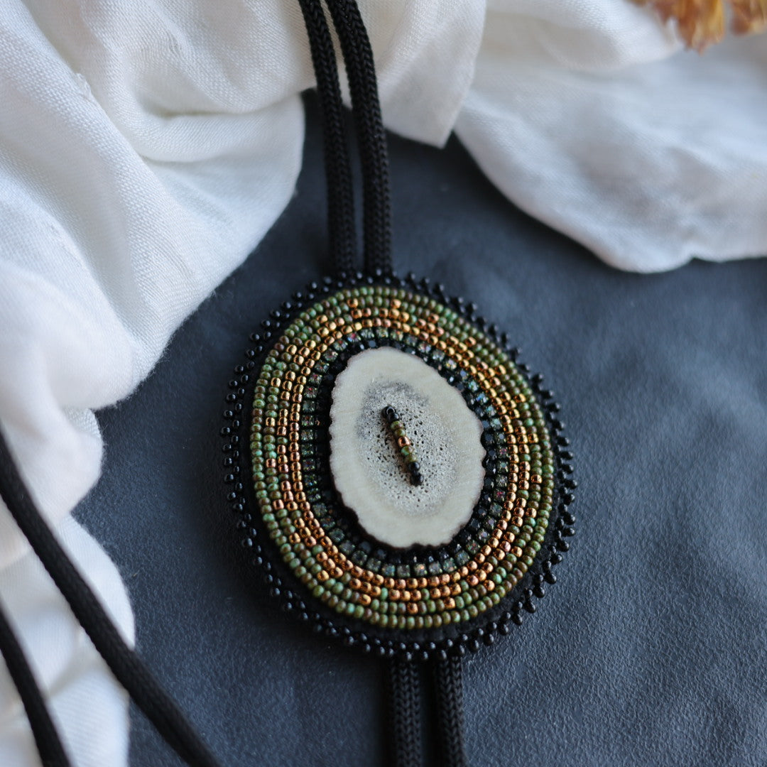 Beth Rose Designs Beaded Antler Bolo Tie