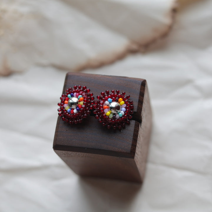 TLee Beads Tiny Brass Conch Beaded Studs