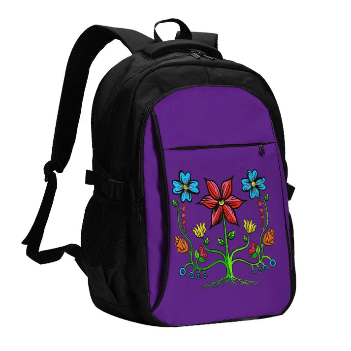 Keya Purple Floral Backpack