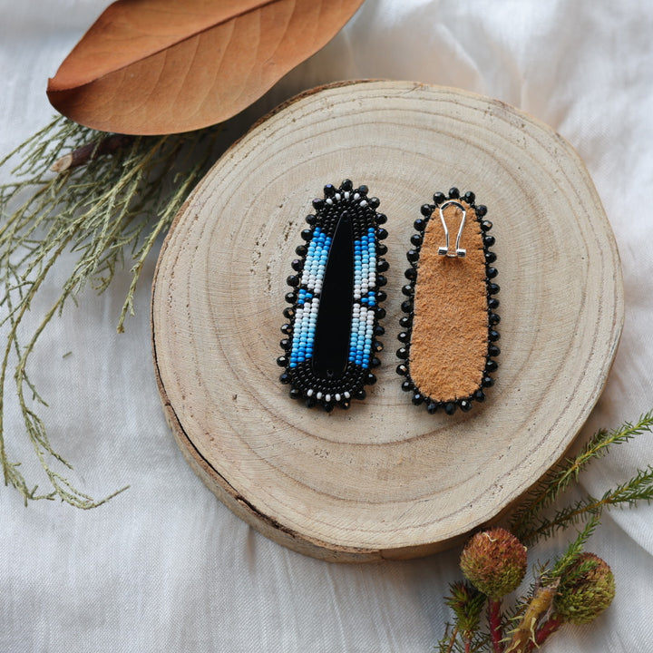 Boreal Forest Beads Blue Ombre Beaded Earrings