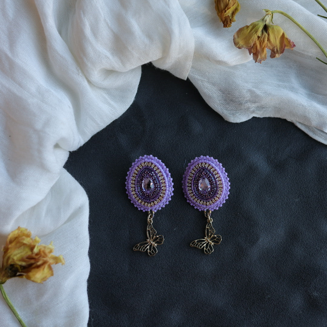Beth Rose Designs Purple & Gold Butterfly Earrings