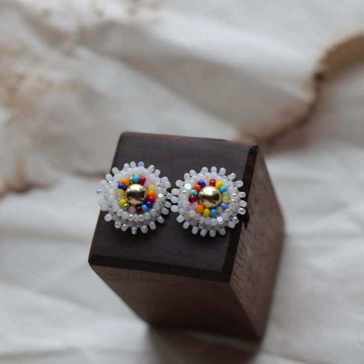 TLee Beads Tiny Brass Conch Beaded Studs